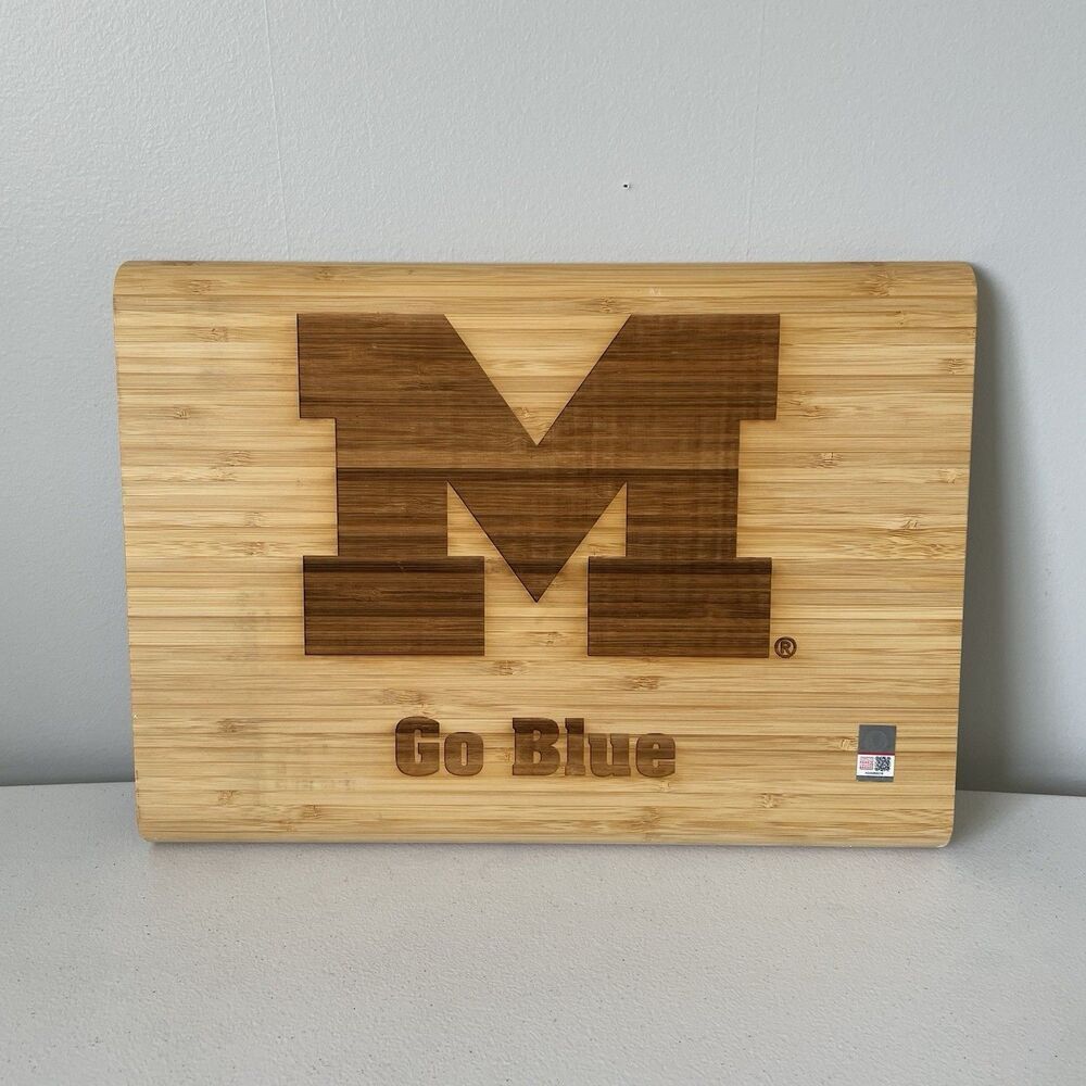 University of Michigan "Go Blue" Carved Wooden Cutting Charcuterie Board 10"x14"
